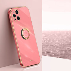 XINLI Straight Edge 6D Electroplate TPU Phone Case with Ring Holder, For OPPO Find X3 Pro, For OPPO K9, For OPPO Reno4