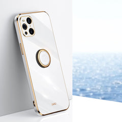 XINLI Straight Edge 6D Electroplate TPU Phone Case with Ring Holder, For OPPO Find X3 Pro, For OPPO K9, For OPPO Reno4