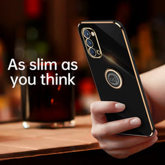 XINLI Straight Edge 6D Electroplate TPU Phone Case with Ring Holder, For OPPO Reno4 Pro, For OPPO Reno4 SE, For OPPO Reno5 4G