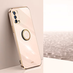 XINLI Straight Edge 6D Electroplate TPU Phone Case with Ring Holder, For OPPO Reno4 Pro, For OPPO Reno4 SE, For OPPO Reno5 4G