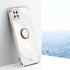 XINLI Straight Edge 6D Electroplate TPU Phone Case with Ring Holder, For OPPO Reno4 Pro, For OPPO Reno4 SE, For OPPO Reno5 4G