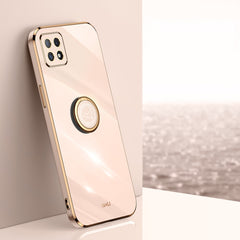 XINLI Straight Edge 6D Electroplate TPU Phone Case with Ring Holder, For OPPO Reno4 Pro, For OPPO Reno4 SE, For OPPO Reno5 4G