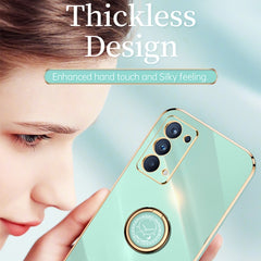 XINLI Straight Edge 6D Electroplate TPU Phone Case with Ring Holder, For OPPO Reno5 Pro, For OPPO Reno5 Pro+, For OPPO Reno6 5G