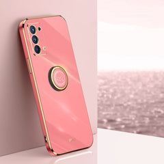 XINLI Straight Edge 6D Electroplate TPU Phone Case with Ring Holder, For OPPO Reno5 Pro, For OPPO Reno5 Pro+, For OPPO Reno6 5G