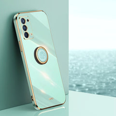 XINLI Straight Edge 6D Electroplate TPU Phone Case with Ring Holder, For OPPO Reno5 Pro, For OPPO Reno5 Pro+, For OPPO Reno6 5G
