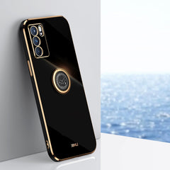 XINLI Straight Edge 6D Electroplate TPU Phone Case with Ring Holder, For OPPO Reno5 Pro, For OPPO Reno5 Pro+, For OPPO Reno6 5G