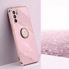 XINLI Straight Edge 6D Electroplate TPU Phone Case with Ring Holder, For OPPO Reno5 Pro, For OPPO Reno5 Pro+, For OPPO Reno6 5G