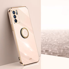 XINLI Straight Edge 6D Electroplate TPU Phone Case with Ring Holder, For OPPO Reno5 Pro, For OPPO Reno5 Pro+, For OPPO Reno6 5G