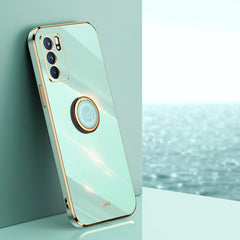 XINLI Straight Edge 6D Electroplate TPU Phone Case with Ring Holder, For OPPO Reno5 Pro, For OPPO Reno5 Pro+, For OPPO Reno6 5G