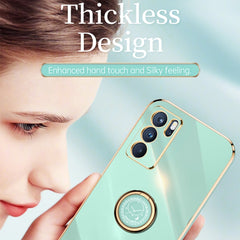 XINLI Straight Edge 6D Electroplate TPU Phone Case with Ring Holder, For OPPO Reno6 Pro 5G, For OPPO Reno6 Pro+ 5G, For OPPO A53