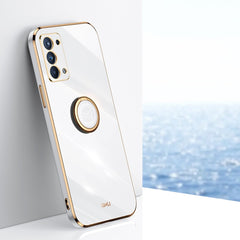 XINLI Straight Edge 6D Electroplate TPU Phone Case with Ring Holder, For OPPO Reno6 Pro 5G, For OPPO Reno6 Pro+ 5G, For OPPO A53