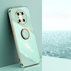XINLI Straight Edge 6D Electroplate TPU Phone Case with Ring Holder