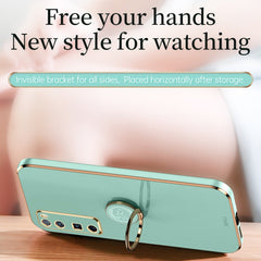 XINLI Straight Edge 6D Electroplate TPU Phone Case with Ring Holder