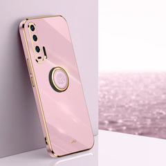 XINLI Straight Edge 6D Electroplate TPU Phone Case with Ring Holder