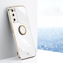 XINLI Straight Edge 6D Electroplate TPU Phone Case with Ring Holder