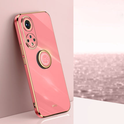 XINLI Straight Edge 6D Electroplate TPU Phone Case with Ring Holder, For Honor 50 Pro