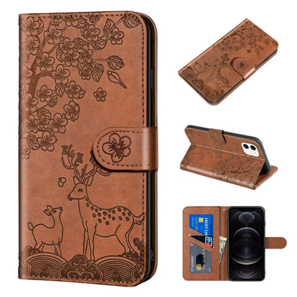 Sika Deer Embossing Pattern Horizontal Flip PU Leather Case with Holder & Card Slot & Wallet & Photo Frame, For iPhone 11, For iPhone 11 Pro, For iPhone 11 Pro Max, For iPhone 12 / 12 Pro