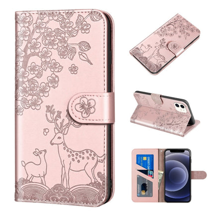 Sika Deer Embossing Pattern Horizontal Flip PU Leather Case with Holder & Card Slot & Wallet & Photo Frame, For iPhone 12 mini, For iPhone 12 Pro Max, For iPhone 13, For iPhone 13 mini