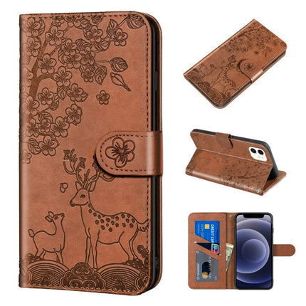 Sika Deer Embossing Pattern Horizontal Flip PU Leather Case with Holder & Card Slot & Wallet & Photo Frame, For iPhone 12 mini, For iPhone 12 Pro Max, For iPhone 13, For iPhone 13 mini