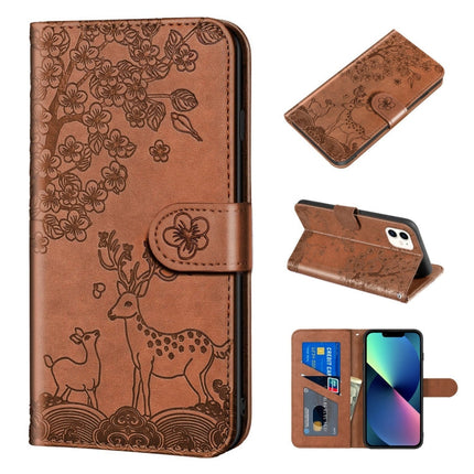 Sika Deer Embossing Pattern Horizontal Flip PU Leather Case with Holder & Card Slot & Wallet & Photo Frame, For iPhone 12 mini, For iPhone 12 Pro Max, For iPhone 13, For iPhone 13 mini