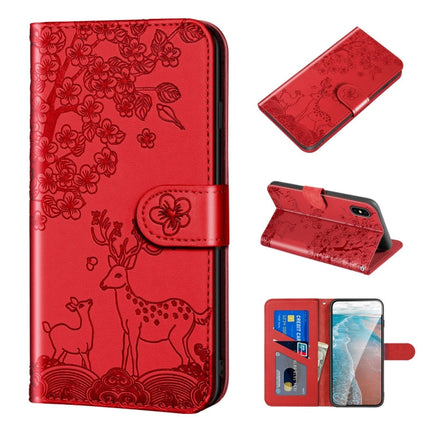 Sika Deer Embossing Pattern Horizontal Flip PU Leather Case with Holder & Card Slot & Wallet & Photo Frame, For iPhone XS Max