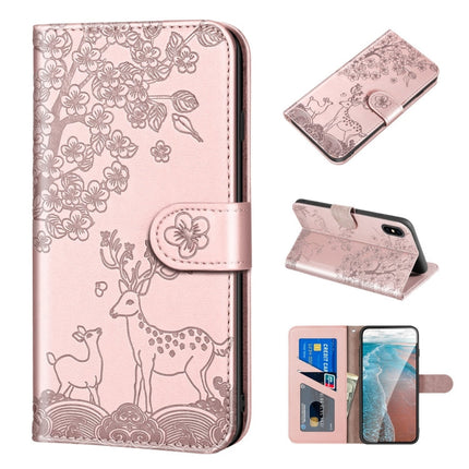 Sika Deer Embossing Pattern Horizontal Flip PU Leather Case with Holder & Card Slot & Wallet & Photo Frame, For iPhone XS Max