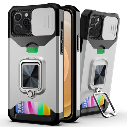 Sliding Camera Cover Design PC + TPU Shockproof Case with Ring Holder & Card Slot, For iPhone XS / X, For iPhone XR, For iPhone 11 Pro