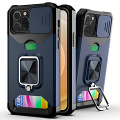 Sliding Camera Cover Design PC + TPU Shockproof Case with Ring Holder & Card Slot, For iPhone 11 Pro Max, For iPhone 12 / 12 Pro, For iPhone 12 Pro Max