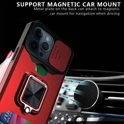 Sliding Camera Cover Design PC + TPU Shockproof Case with Ring Holder & Card Slot, For iPhone 13 Pro Max, For iPhone 11, For iPhone XS Max