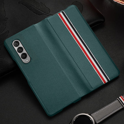 Carbon Fiber Texture Folding All Inclusive PU Shockproof Splicing Leather Case, For Samsung Galaxy Z Fold3 5G