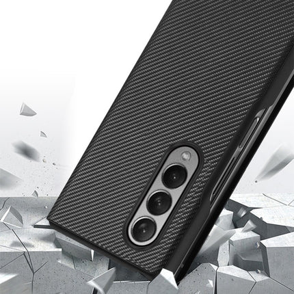Carbon Fiber Texture Folding All Inclusive PU Shockproof Splicing Leather Case, For Samsung Galaxy Z Fold3 5G