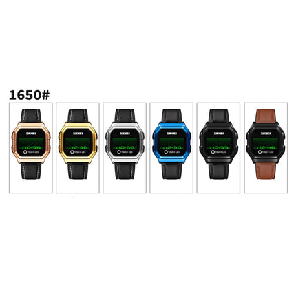 SKMEI 1650 Leather Strap Version LED Digital Display Electronic Watch with Touch Luminous Button