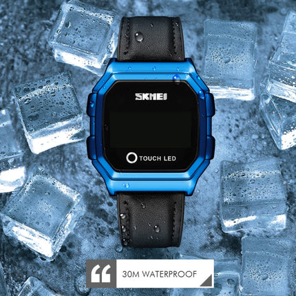 SKMEI 1650 Leather Strap Version LED Digital Display Electronic Watch with Touch Luminous Button