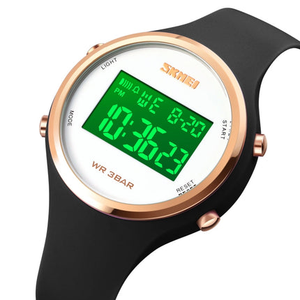 SKMEI 1720 Round Dial LED Digital Display Luminous Silicone Strap Electronic Watch