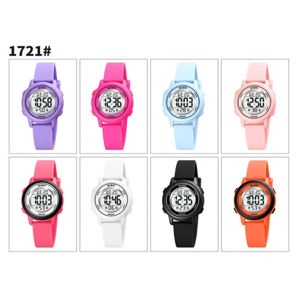 SKMEI 1721 Triplicate Round Dial LED Digital Display Luminous Silicone Strap Electronic Watch