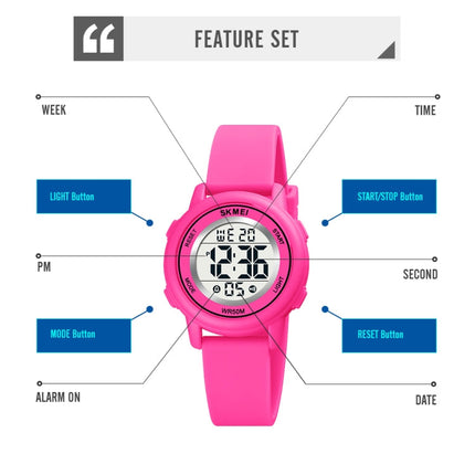 SKMEI 1721 Triplicate Round Dial LED Digital Display Luminous Silicone Strap Electronic Watch