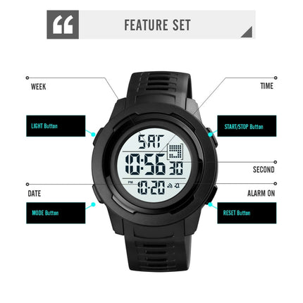 SKMEI 1731 Triplicate Round Dial LED Dual Time Digital Display Luminous Electronic Watch