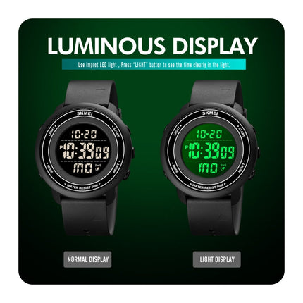 SKMEI 1736 Triplicate Round Dial Timing LED Digital Display Luminous Electronic Watch