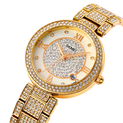 SKMEI 1739 Diamond Roman Numerals Round Dial Quartz Watch for Ladies