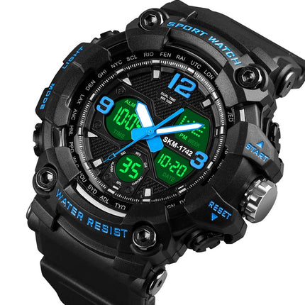 SKMEI 1742 Four-screen LED Digital Display Luminous Sports Shockproof Electronic Watch for Men