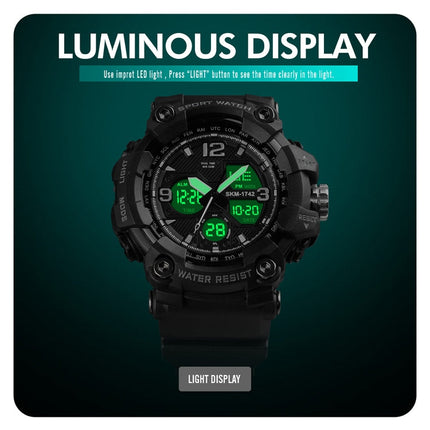 SKMEI 1742 Four-screen LED Digital Display Luminous Sports Shockproof Electronic Watch for Men