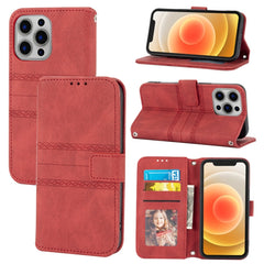 Embossed Striped Magnetic Buckle PU + TPU Horizontal Flip Leather Case with Holder & Card Slot & Wallet & Photo Frame & Sling, For iPhone 12 Pro, For iPhone 12 Pro Max, For iPhone 11, For iPhone 11 Pro