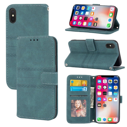 Embossed Striped Magnetic Buckle PU + TPU Horizontal Flip Leather Case with Holder & Card Slot & Wallet & Photo Frame & Sling, For iPhone 11 Pro Max, For iPhone XS / X, For iPhone XS Max, For iPhone XR