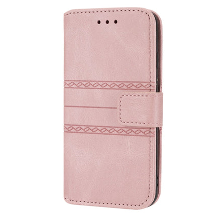 Embossed Striped Magnetic Buckle PU + TPU Horizontal Flip Leather Case with Holder & Card Slot & Wallet & Photo Frame & Sling, For iPhone 8 / 7 / 6, For iPhone 8 Plus / 7 Plus / 6 Plus