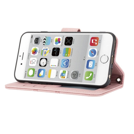 Embossed Striped Magnetic Buckle PU + TPU Horizontal Flip Leather Case with Holder & Card Slot & Wallet & Photo Frame & Sling, For iPhone 8 / 7 / 6, For iPhone 8 Plus / 7 Plus / 6 Plus