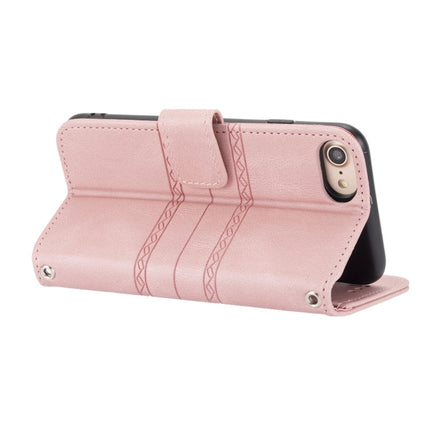 Embossed Striped Magnetic Buckle PU + TPU Horizontal Flip Leather Case with Holder & Card Slot & Wallet & Photo Frame & Sling, For iPhone 8 / 7 / 6, For iPhone 8 Plus / 7 Plus / 6 Plus