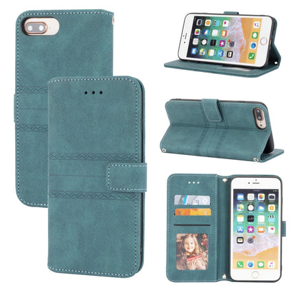 Embossed Striped Magnetic Buckle PU + TPU Horizontal Flip Leather Case with Holder & Card Slot & Wallet & Photo Frame & Sling, For iPhone 8 / 7 / 6, For iPhone 8 Plus / 7 Plus / 6 Plus