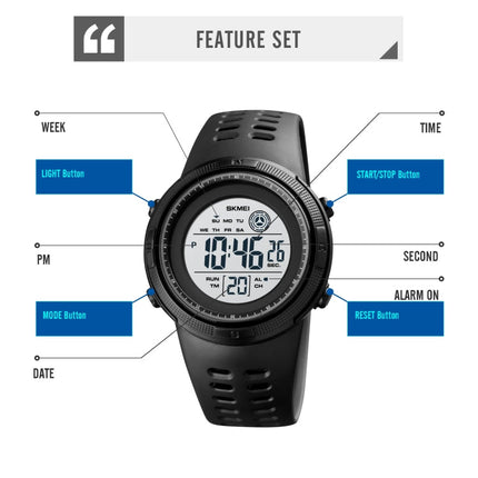 SKMEI 1773 Triplicate Round LED Dual Time Digital Display Colorful Backlight Electronic Watch