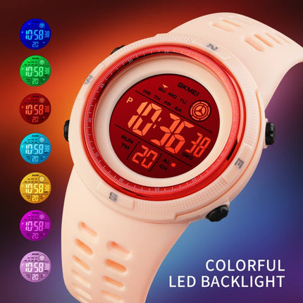 SKMEI 1773 Triplicate Round LED Dual Time Digital Display Colorful Backlight Electronic Watch