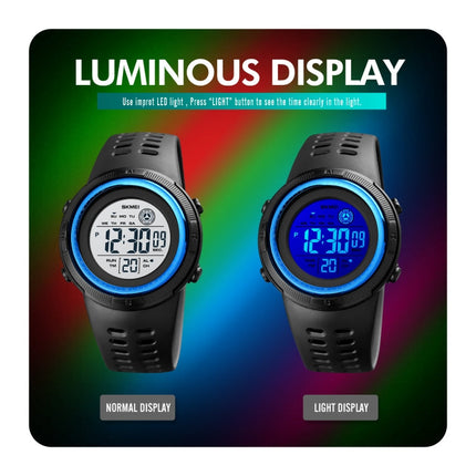 SKMEI 1773 Triplicate Round LED Dual Time Digital Display Colorful Backlight Electronic Watch